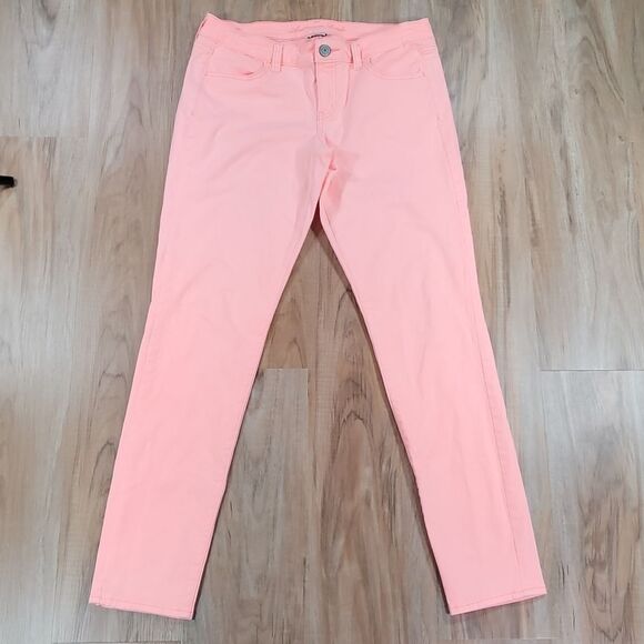 ☔️🔹️American Eagle Neon Pink Orange Stretch Skinny Jeans Size 10 - Picture 2 of 10